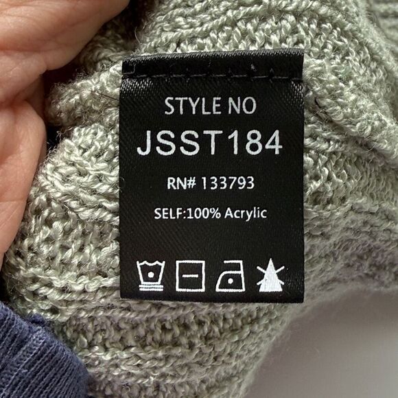 Pol Knit Scoop Neck Distressed Raw Hem Pullover Sweater Green Size Large - Picture 10 of 10